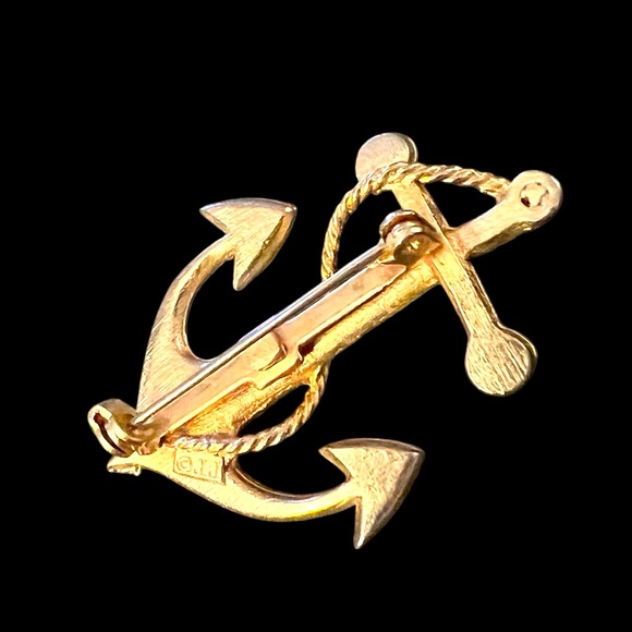 Vtg JJ Jonette Ship Nautical Patriotic Anchor Rope Red White Blue Pin Brooch - Picture 4 of 4
